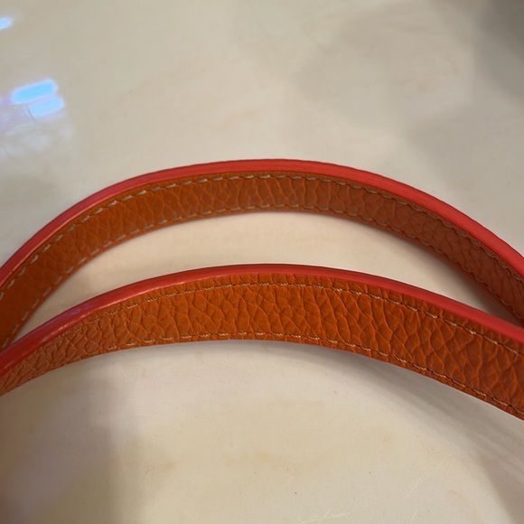 DOONEY & BURKE Orange Pebble Leather Rectangular Shoulder Bag - Picture 13 of 14